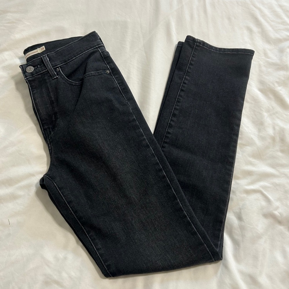 Levis 724 High Rise Straight Jeans Womens 28x32 Black Denim 18883-0160